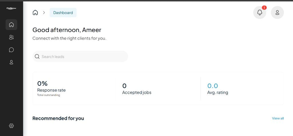 FindUp Now provider dashboard